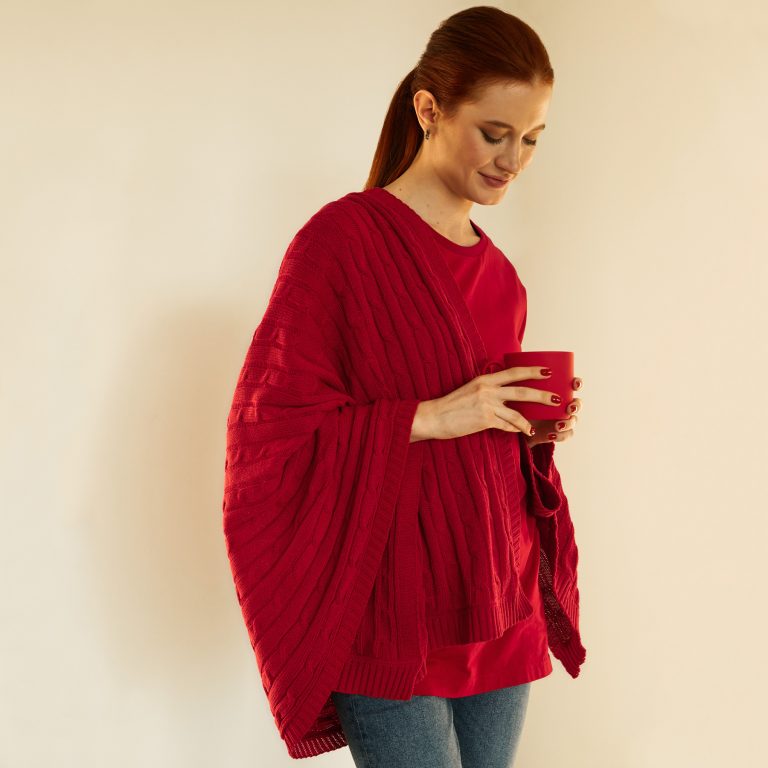 Плед Фадо (Fado) вязаный, красный (без подарочной коробки) — изображение 10