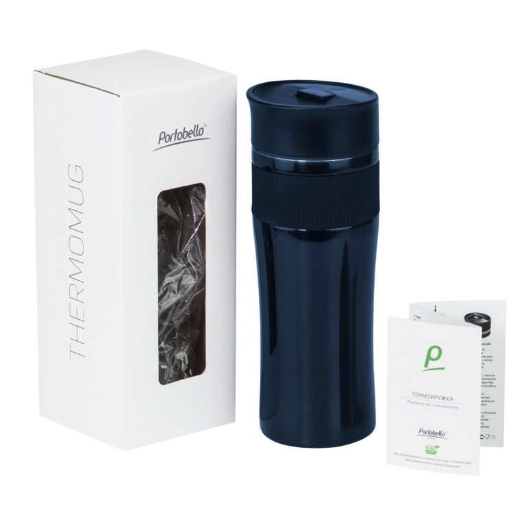 Термокружка вакуумная Поло (Polo), синяя — изображение 7