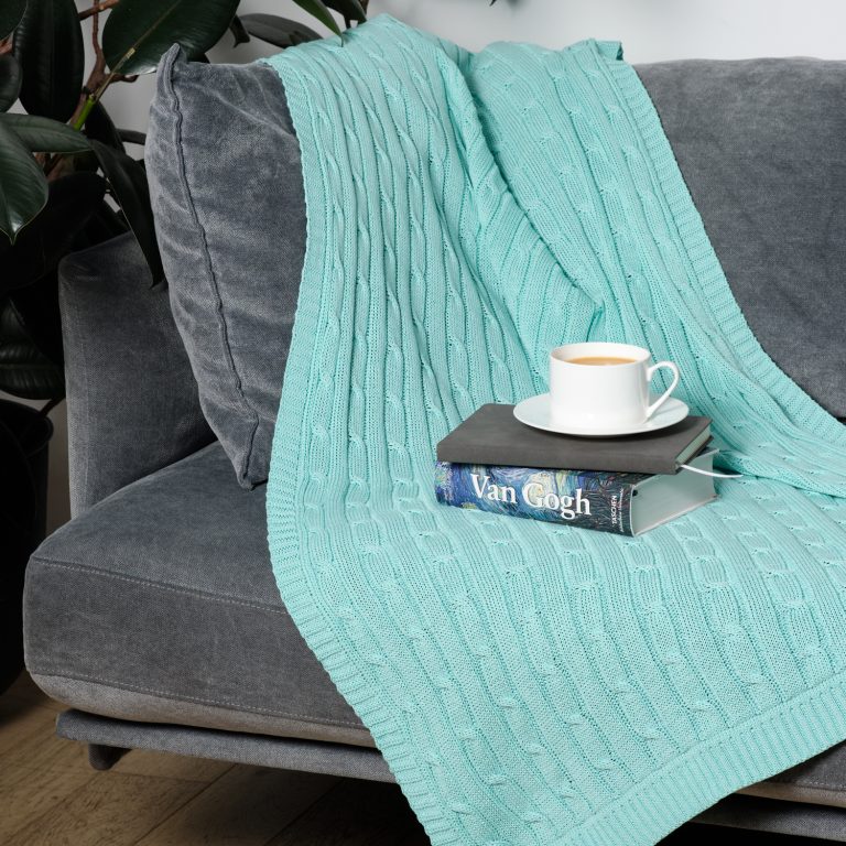 Плед Фадо (Fado) вязаный, аква (без подарочной коробки) — изображение 9