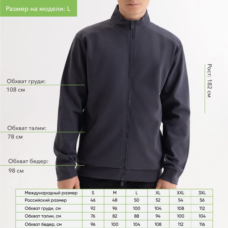 Толстовка на молнии Астин (Astin) антрацит, размер XXL — изображение 4