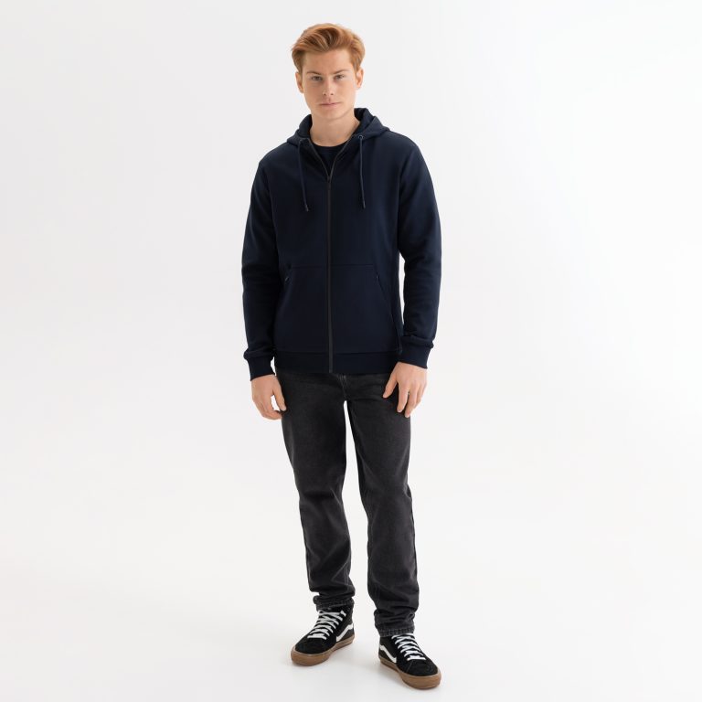 Толстовка на молнии с капюшоном Матео (Mateo) темно-синяя, размер S/M — изображение 2