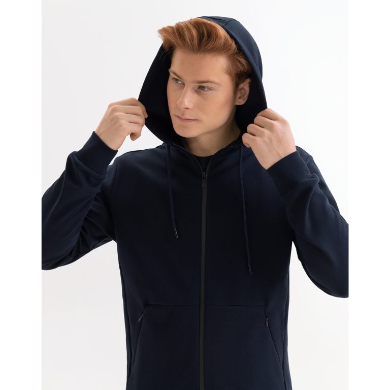 Толстовка на молнии с капюшоном Матео (Mateo) темно-синяя, размер XXL — изображение 5