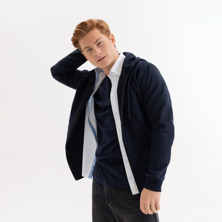 Толстовка на молнии с капюшоном Матео (Mateo) темно-синяя, размер XXL — изображение 6