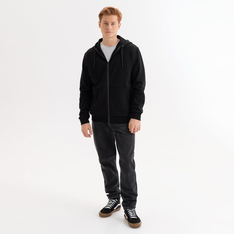 Толстовка на молнии с капюшоном Матео (Mateo) черная, размер S/M — изображение 2