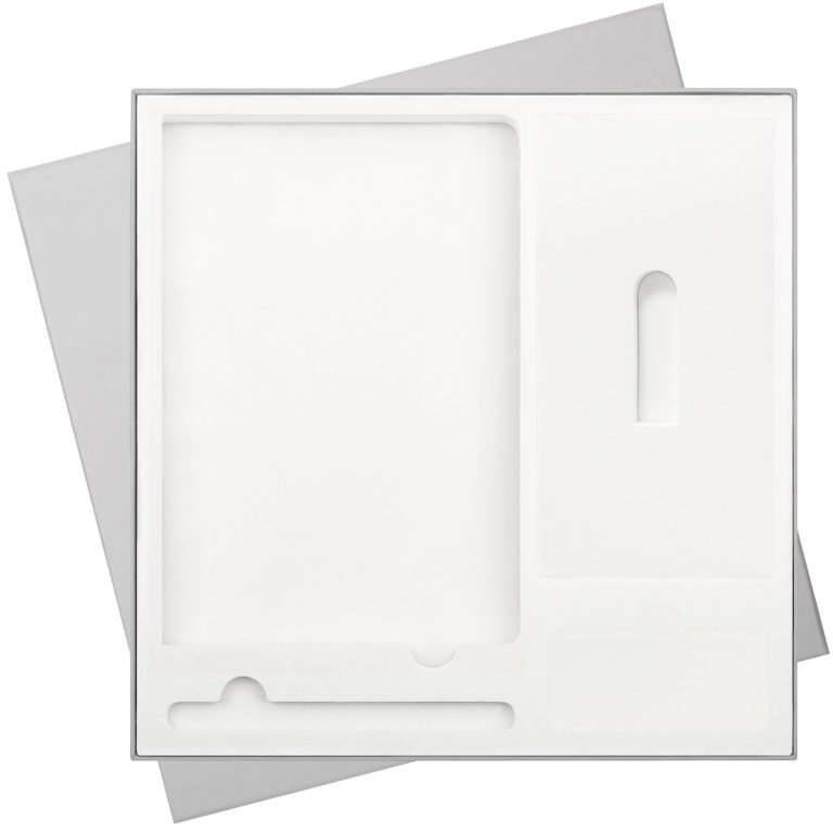 Подарочная коробка с ложементом для ежедневника, ручки и аккумулятора, серая (под съемные ложементы) — изображение 8