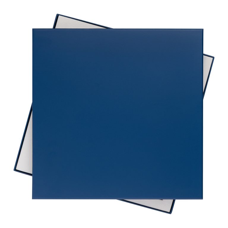 Подарочная коробка с ложементом для ежедневника, ручки и аккумулятора, синяя (под съемные ложементы) — изображение 7