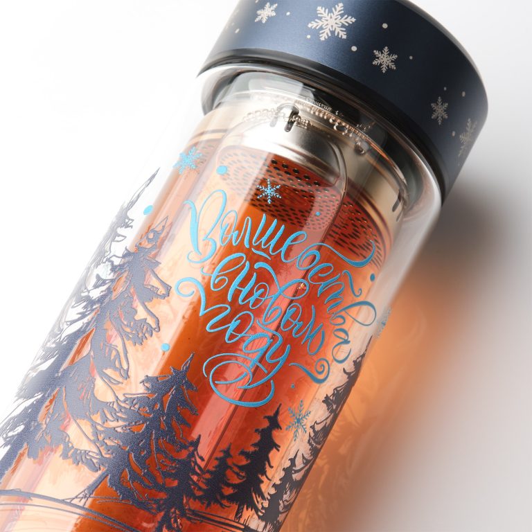 Бутылка стеклянная с двойными стенками Аравия (Aravia), синяя — изображение 10