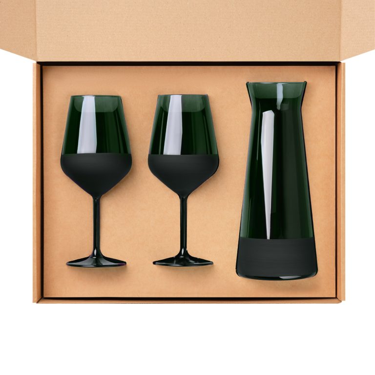 Подарочный набор декантер + 2 бокала для вина Эмеральд (Emerald), зеленый — изображение 2
