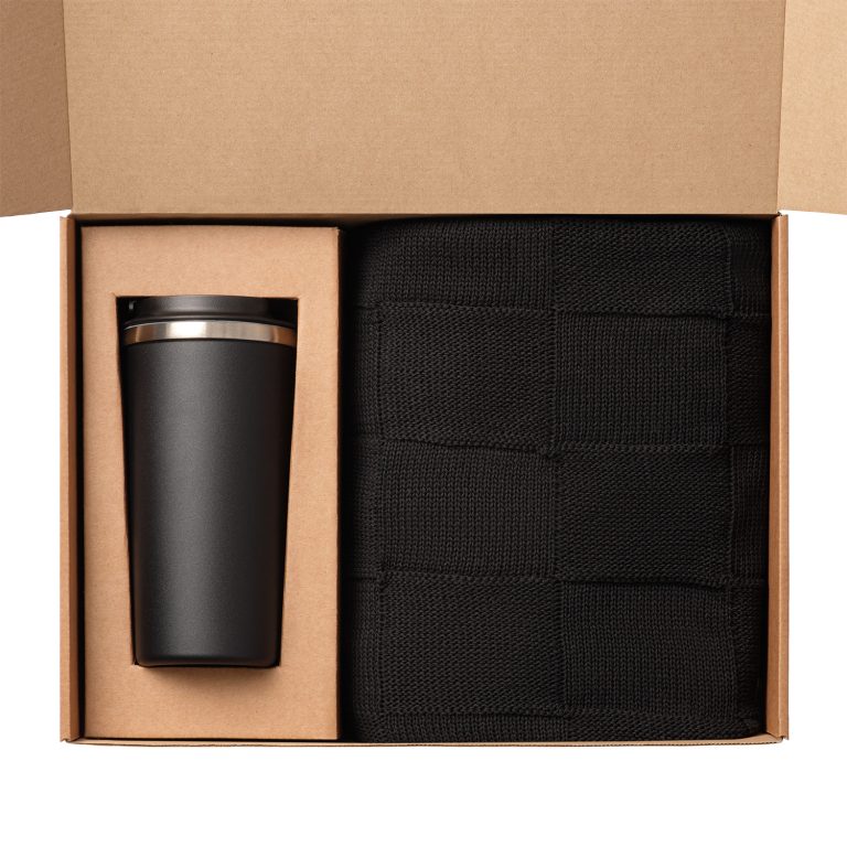 Подарочный набор Палермо, Селла (Palermo, Cella), черный (плед, термокружка) — изображение 2