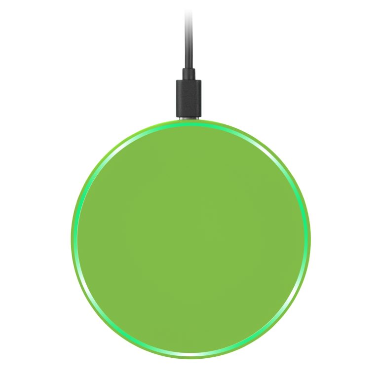 Беспроводное зарядное устройство с подсветкой 15W Аурис (Auris), салатовое — изображение 4