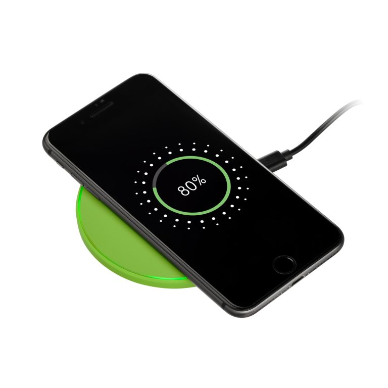 Беспроводное зарядное устройство с подсветкой 15W Аурис (Auris), салатовое — изображение 5