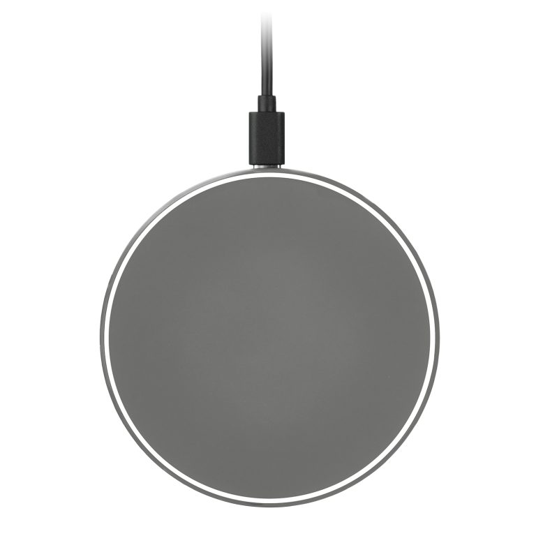 Беспроводное зарядное устройство с подсветкой 15W Аурис (Auris), серое — изображение 3