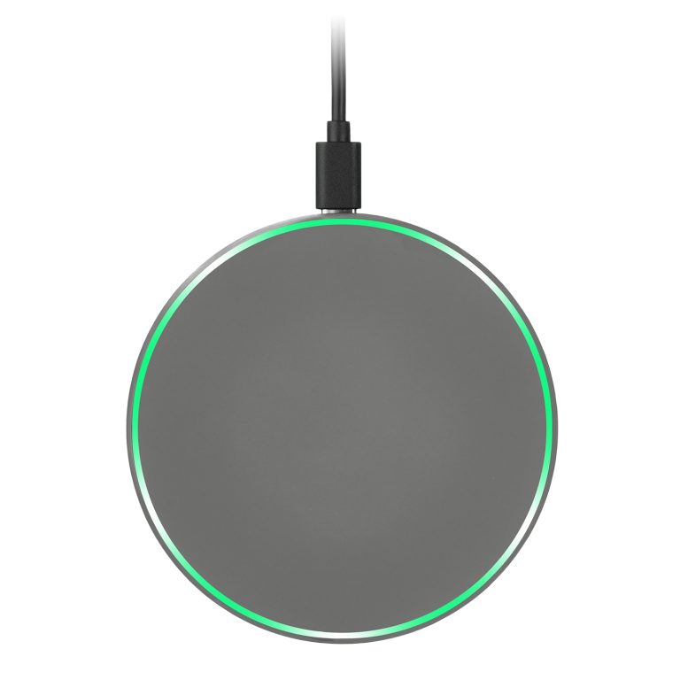 Беспроводное зарядное устройство с подсветкой 15W Аурис (Auris), серое — изображение 4