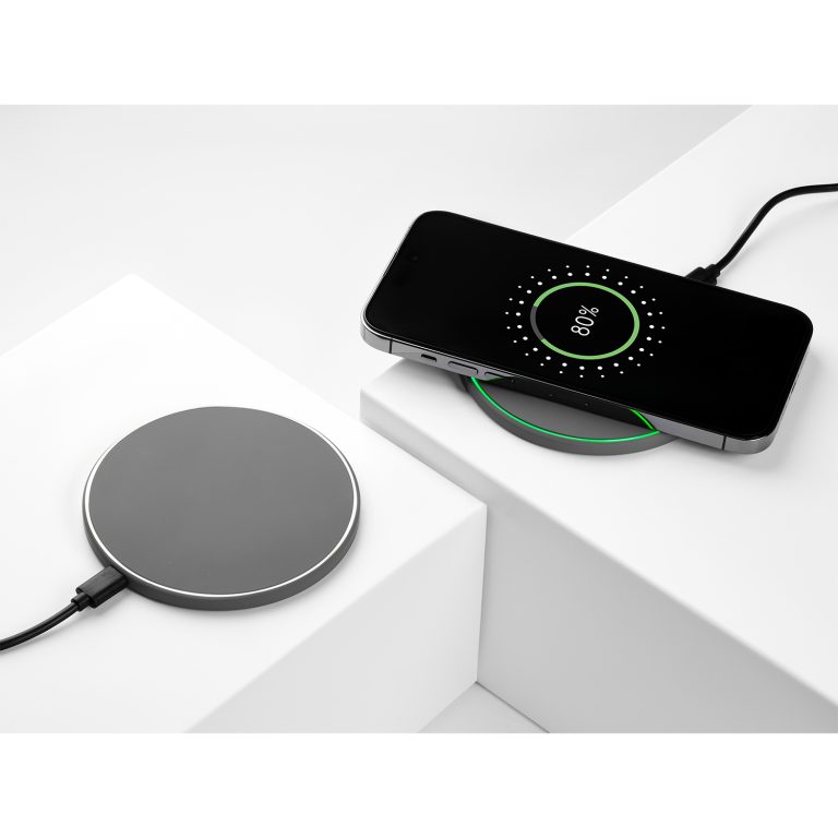 Беспроводное зарядное устройство с подсветкой 15W Аурис (Auris), серое — изображение 8