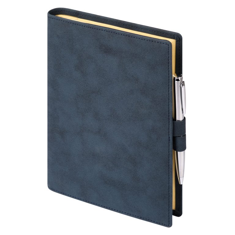Ежедневник-портфолио Клип (Clip NEO) недатированный в подарочной коробке, синий (в комплекте ручка Sonata BP серебро) — изображение 6