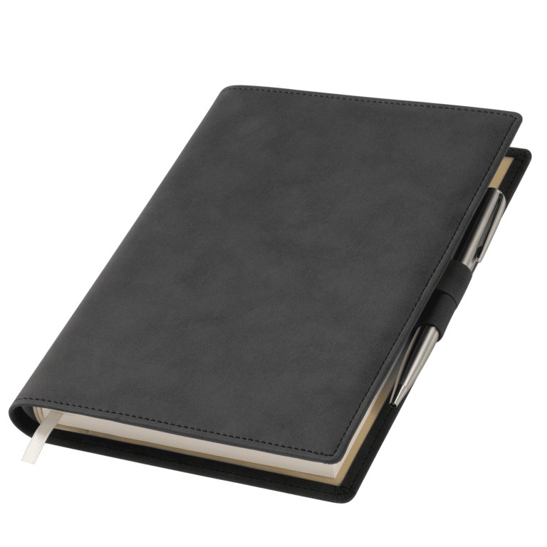 Ежедневник-портфолио Клип (Clip NEO) недатированный в подарочной коробке, черный (в комплекте ручка Tesoro серебро) — изображение 2