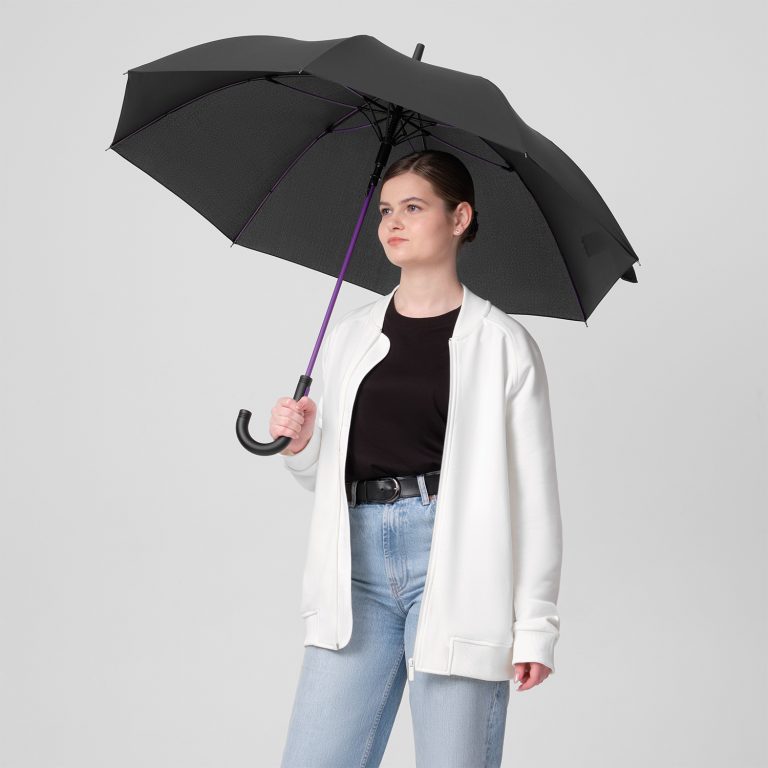 Зонт-трость Квантум (Quantum), черный/фиолетовый — изображение 6