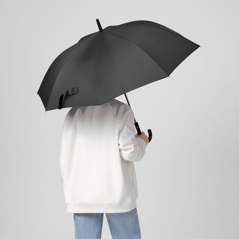 Зонт-трость Квантум (Quantum), черный/фиолетовый — изображение 8