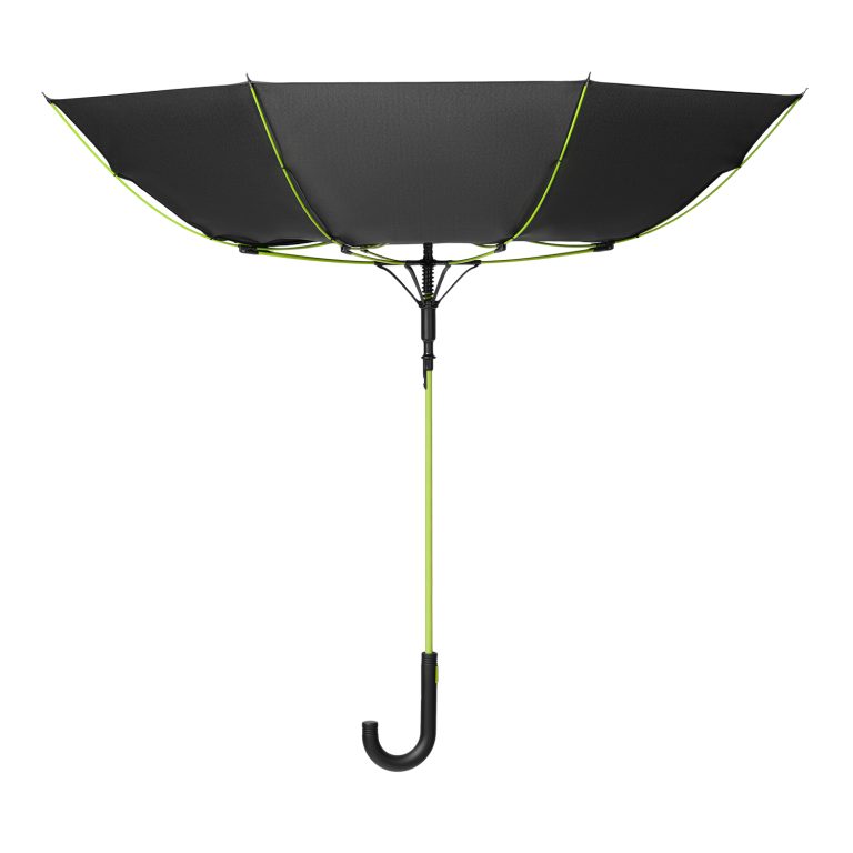 Зонт-трость Квантум (Quantum), черный/салатовый — изображение 5