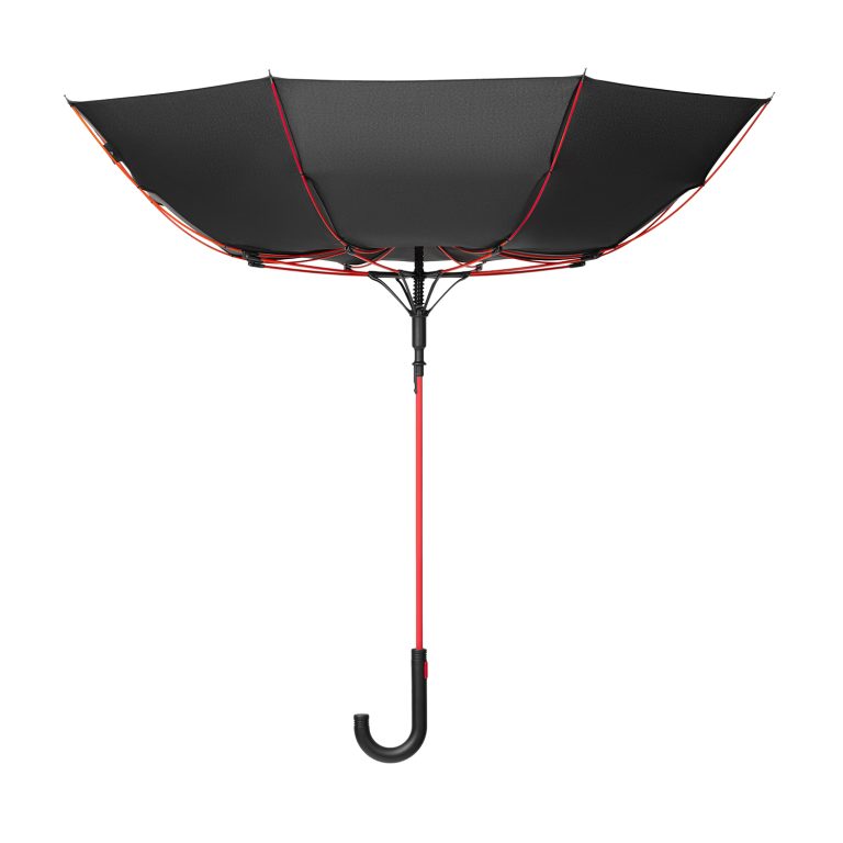 Зонт-трость Квантум (Quantum), черный/красный — изображение 5