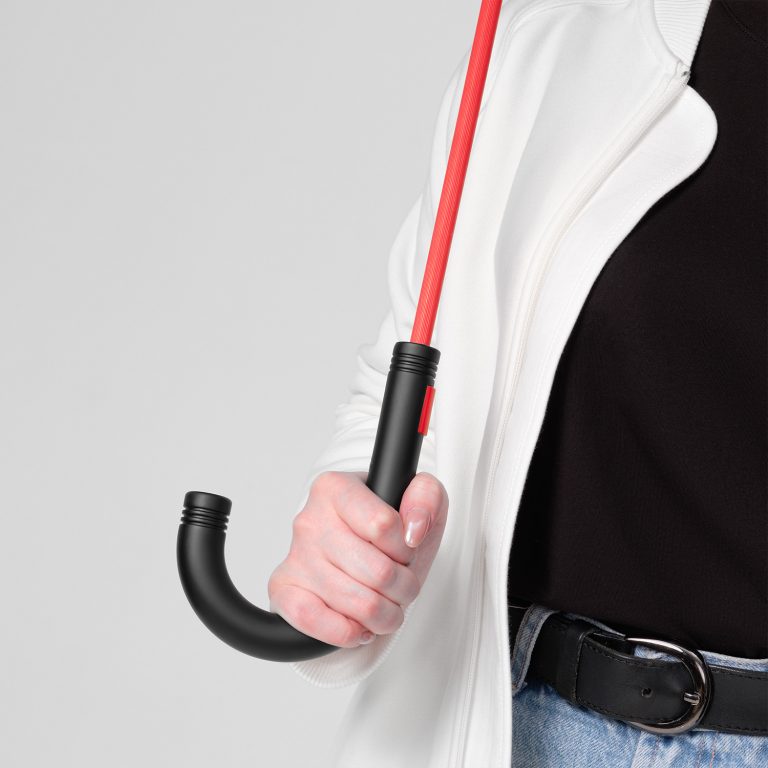 Зонт-трость Квантум (Quantum), черный/красный — изображение 7