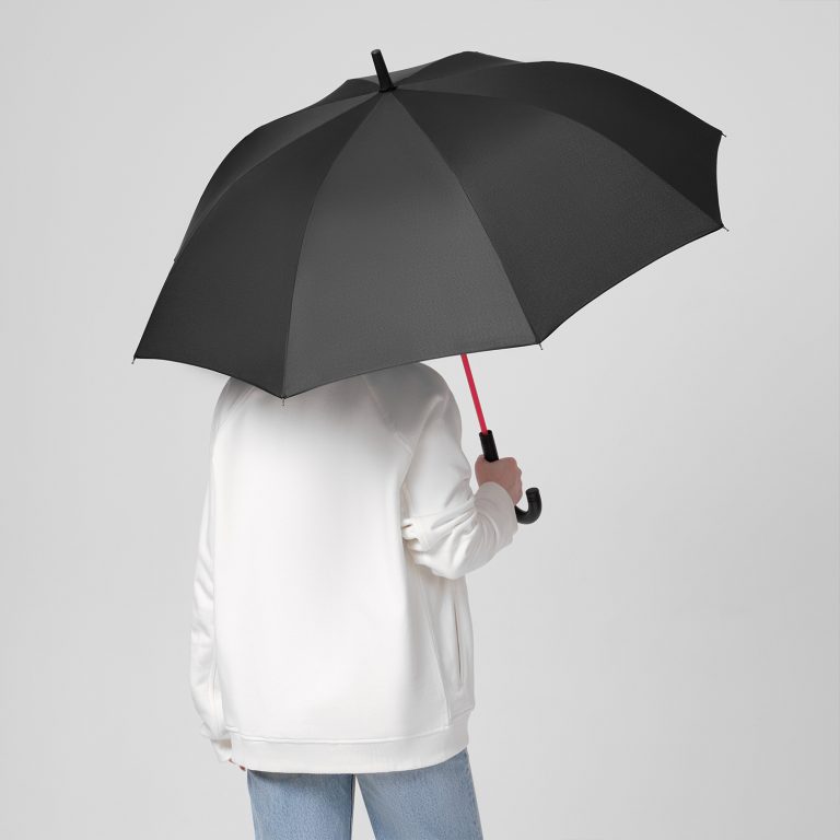 Зонт-трость Квантум (Quantum), черный/красный — изображение 8