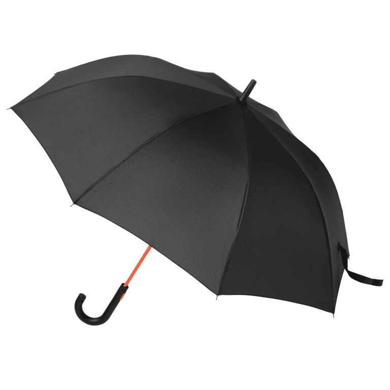 Зонт-трость Квантум (Quantum), черный/оранжевый — изображение 2