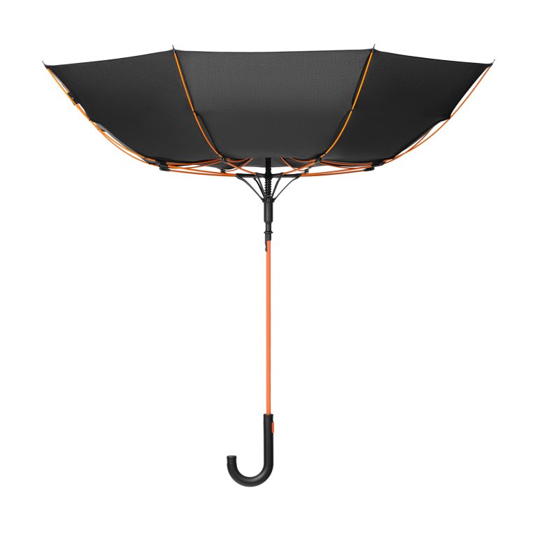 Зонт-трость Квантум (Quantum), черный/оранжевый — изображение 5