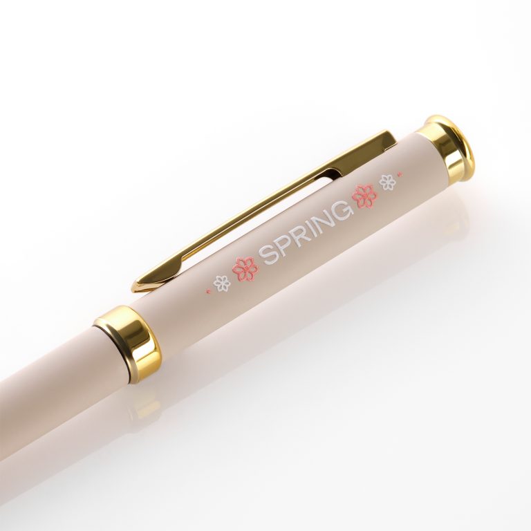 Шариковая ручка Бенуа (Benua), бежевая/позолота — изображение 5