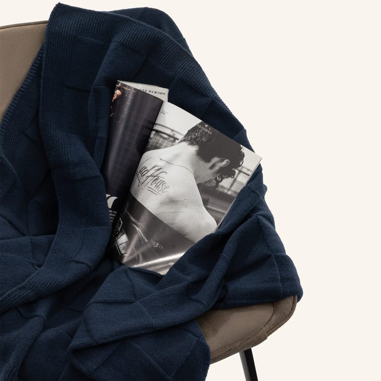 Плед Селла Софт (Cella Soft) вязаный, 160*90 см, синий — изображение 7