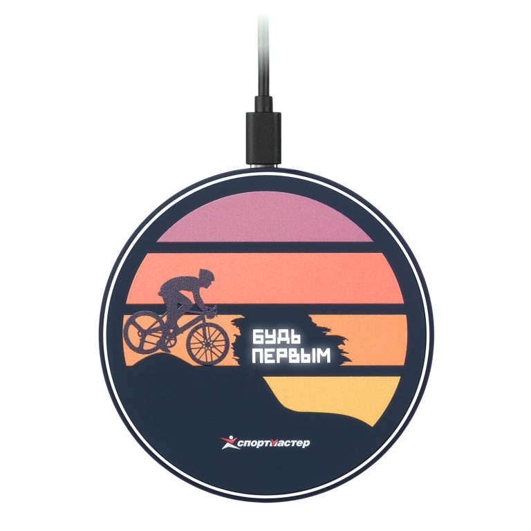 Беспроводное зарядное устройство с подсветкой 15W Аурис (Auris), синее — изображение 2