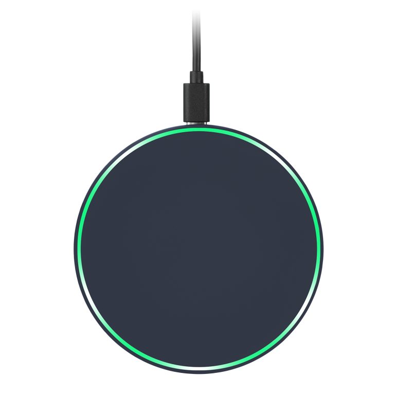 Беспроводное зарядное устройство с подсветкой 15W Аурис (Auris), синее — изображение 4