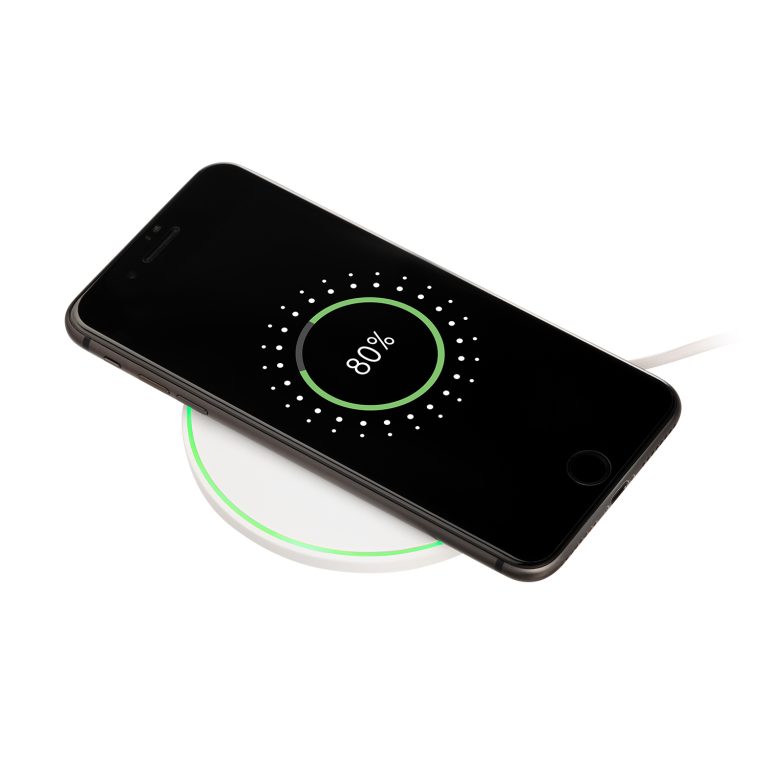 Беспроводное зарядное устройство с подсветкой 15W Аурис (Auris), белое — изображение 5