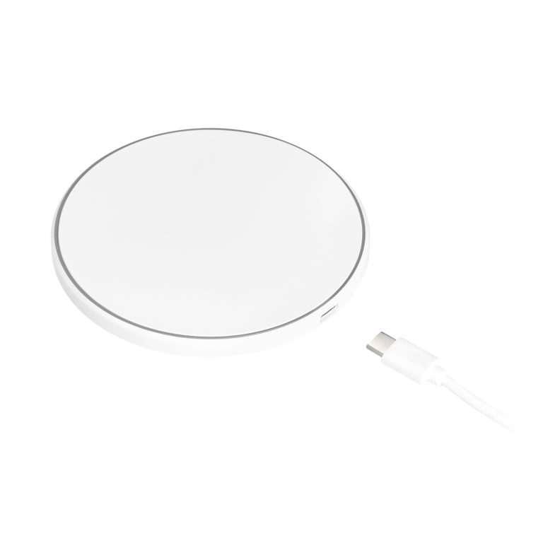 Беспроводное зарядное устройство с подсветкой 15W Аурис (Auris), белое — изображение 6