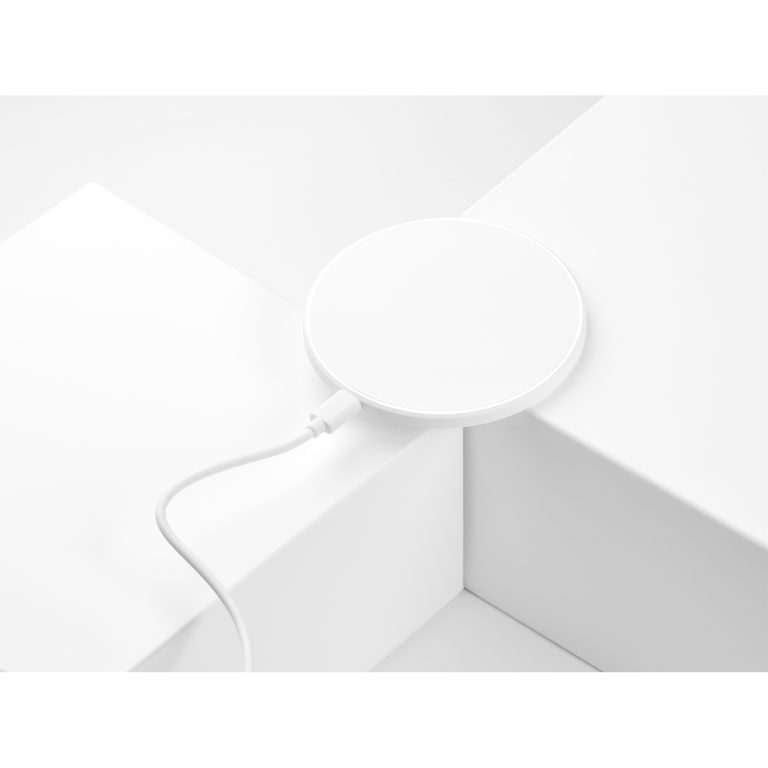 Беспроводное зарядное устройство с подсветкой 15W Аурис (Auris), белое — изображение 8