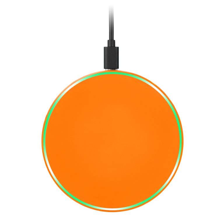 Беспроводное зарядное устройство с подсветкой 15W Аурис (Auris), оранжевое — изображение 4