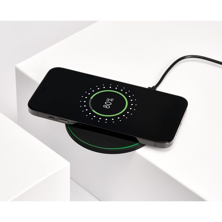 Беспроводное зарядное устройство с подсветкой 15W Аурис (Auris), черное — изображение 9