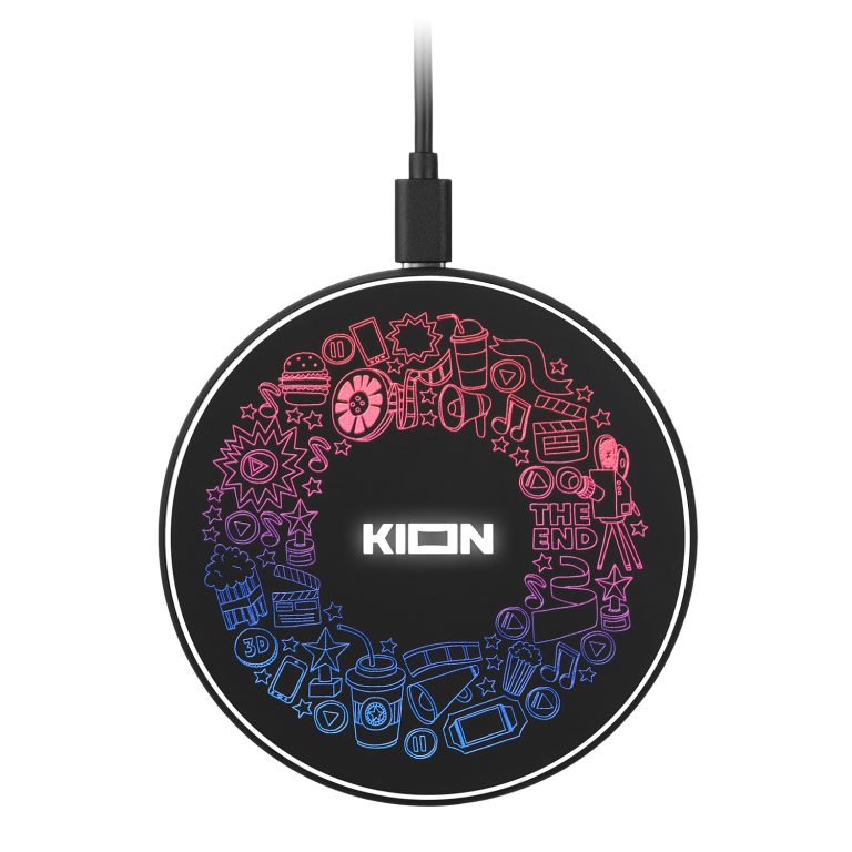 Беспроводное зарядное устройство с подсветкой 15W Аурис (Auris), черное — изображение 2