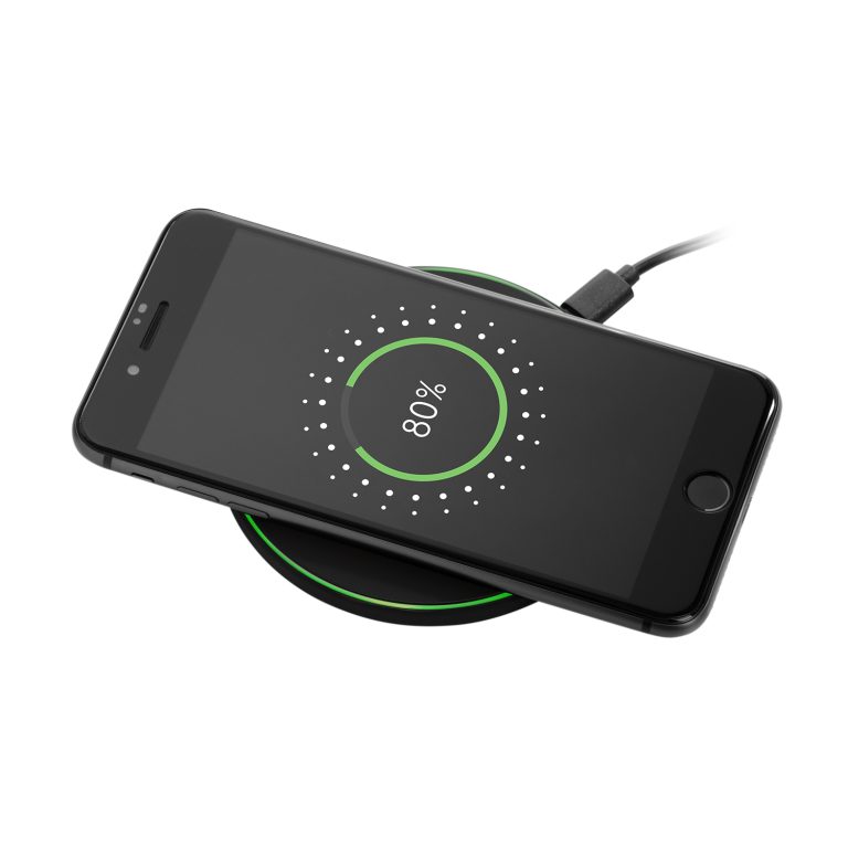 Беспроводное зарядное устройство с подсветкой 15W Аурис (Auris), черное — изображение 5