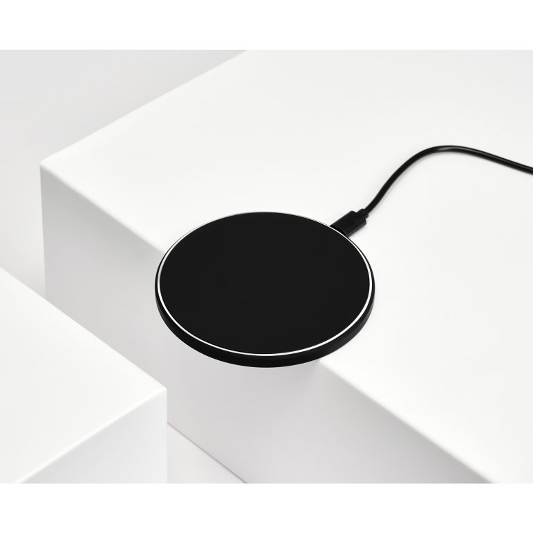 Беспроводное зарядное устройство с подсветкой 15W Аурис (Auris), черное — изображение 8