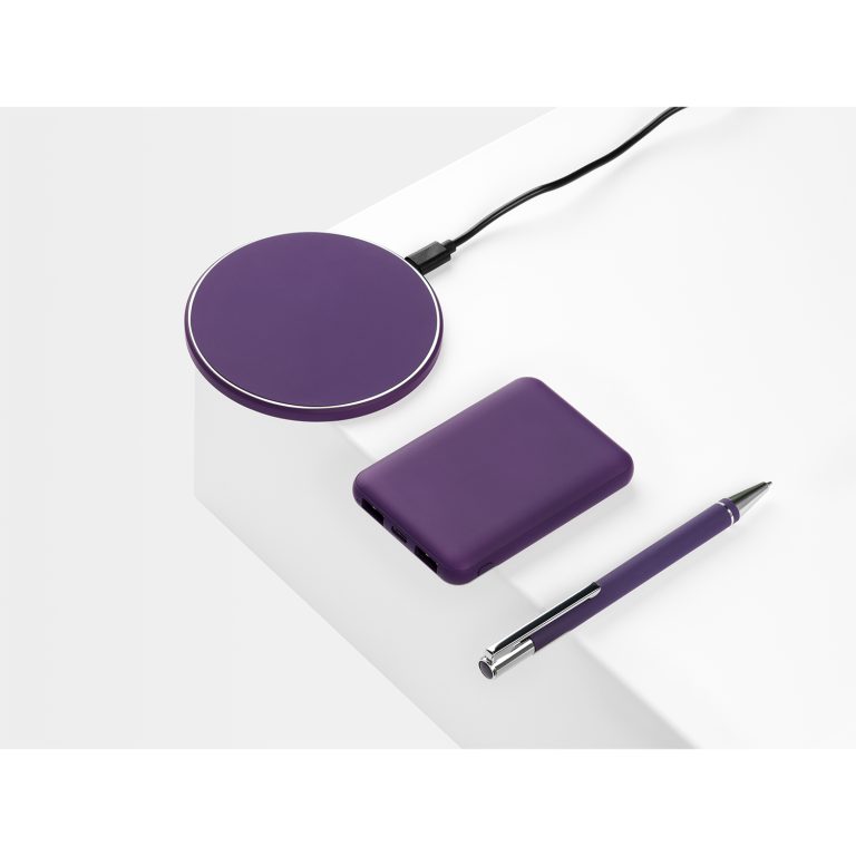 Беспроводное зарядное устройство с подсветкой 15W Аурис (Auris), фиолетовое — изображение 9