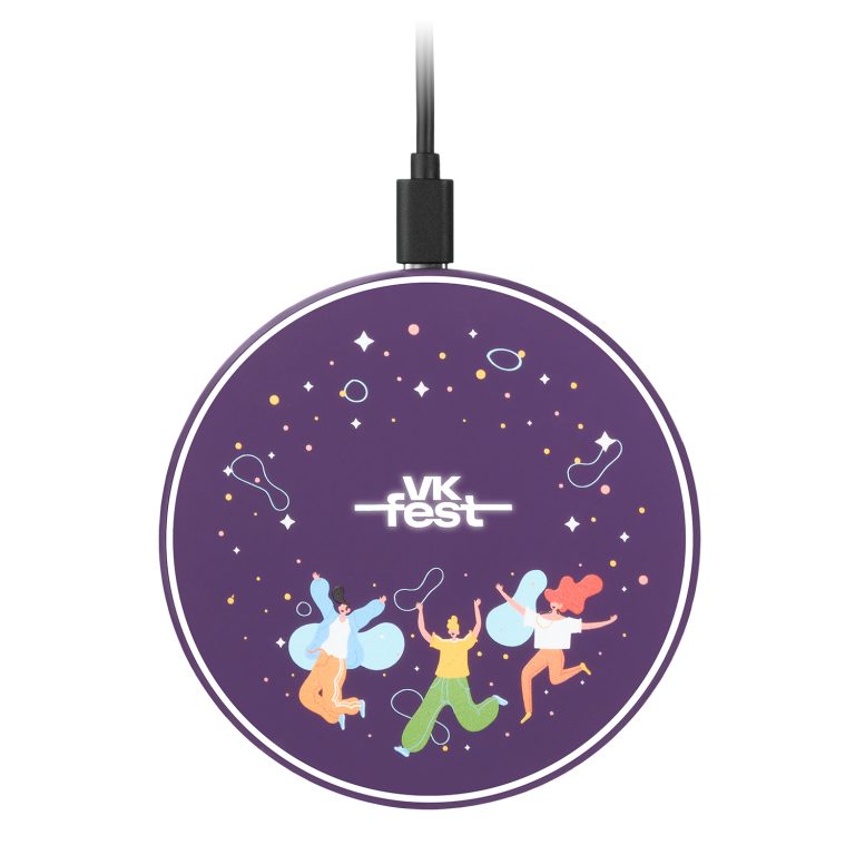 Беспроводное зарядное устройство с подсветкой 15W Аурис (Auris), фиолетовое — изображение 2