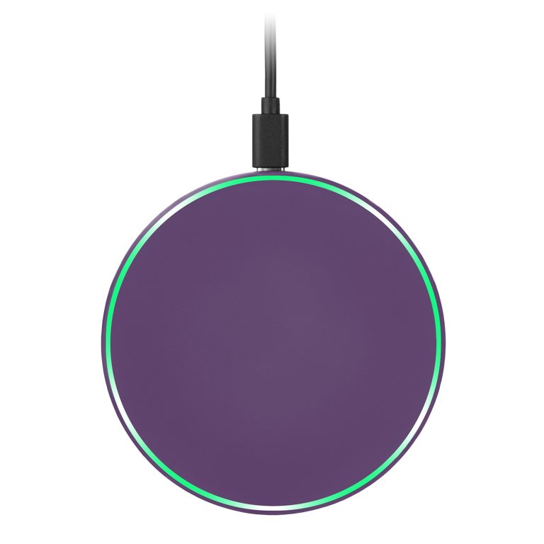 Беспроводное зарядное устройство с подсветкой 15W Аурис (Auris), фиолетовое — изображение 4