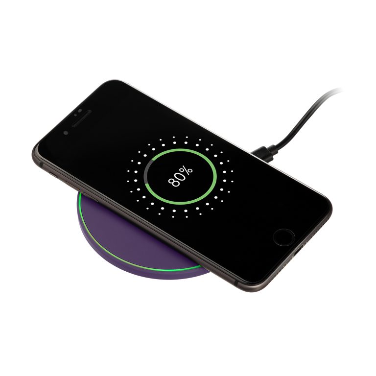 Беспроводное зарядное устройство с подсветкой 15W Аурис (Auris), фиолетовое — изображение 5