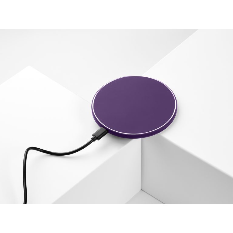 Беспроводное зарядное устройство с подсветкой 15W Аурис (Auris), фиолетовое — изображение 8