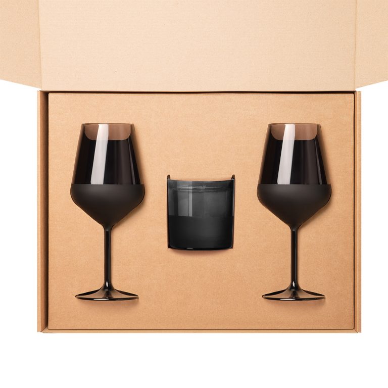 Доп. ложемент под свечу (арт. 73077) + 2 бокала для вина в большую универсальную коробку, крафт (арт. 21005.020) — изображение 3
