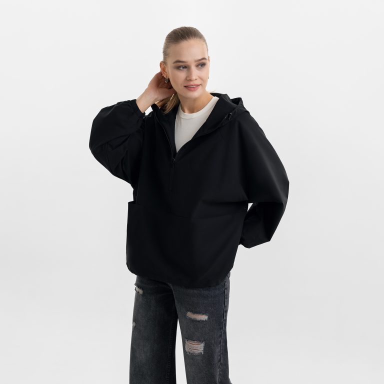 Ветровка (анорак) оверсайз унисекс Риссман (Rissman), черная, размер XS/S — изображение 3