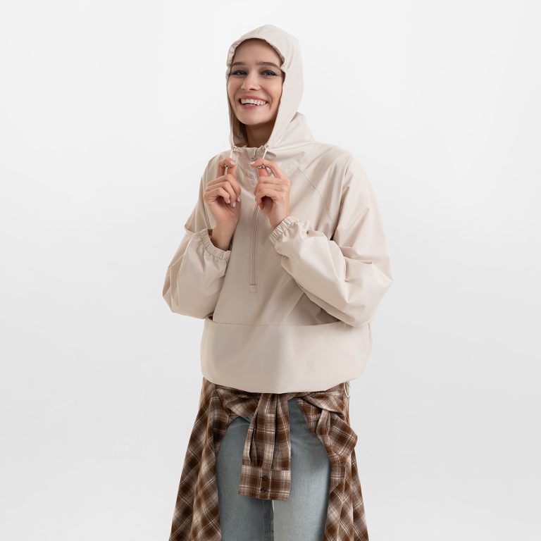 Ветровка (анорак) оверсайз унисекс Риссман (Rissman), бежевая, размер XS/S — изображение 3