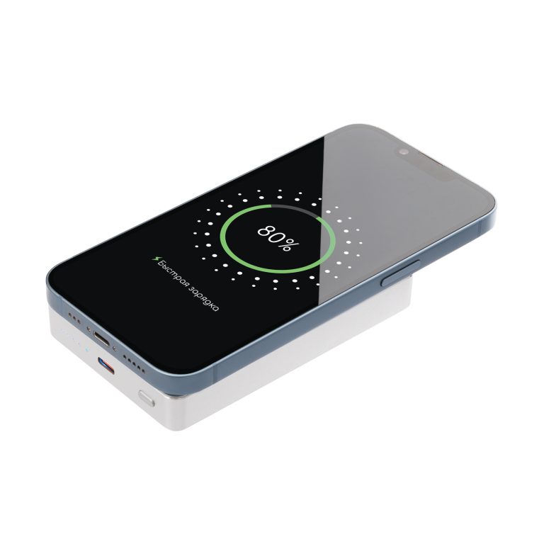 Внешний аккумулятор Атлантис Плюс PD (Atlantis PD Plus) 10000mAh с функцией беспроводной зарядки 15W, серебряный — изображение 8