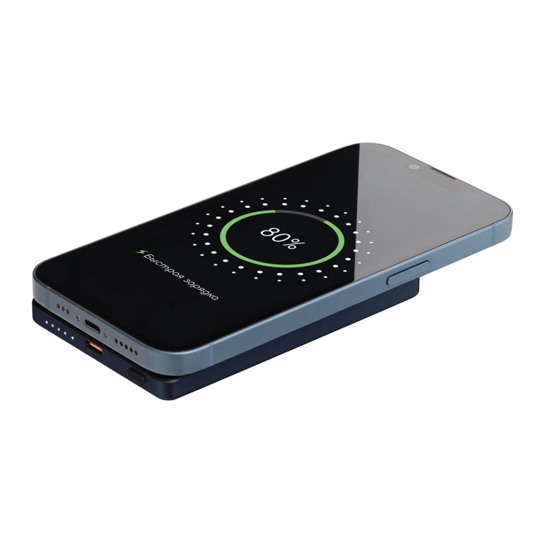 Внешний аккумулятор Атлантис (Atlantis) PD 5000mAh с функцией беспроводной зарядки 15W, синий — изображение 8